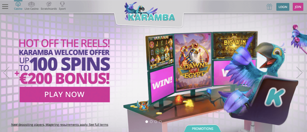 Karamba Welcome Offer upto 100 Free Spins