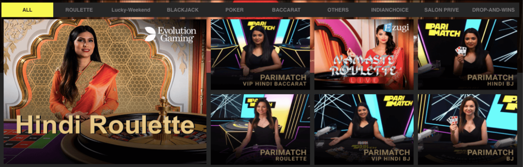 Parimatch Live Casino Games