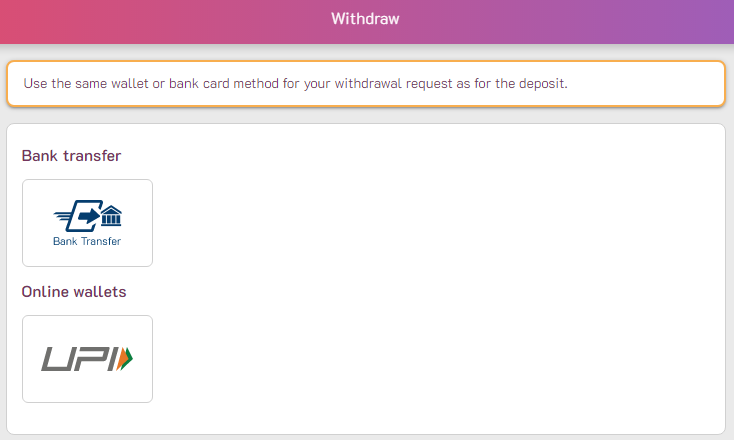 withdrawal India website