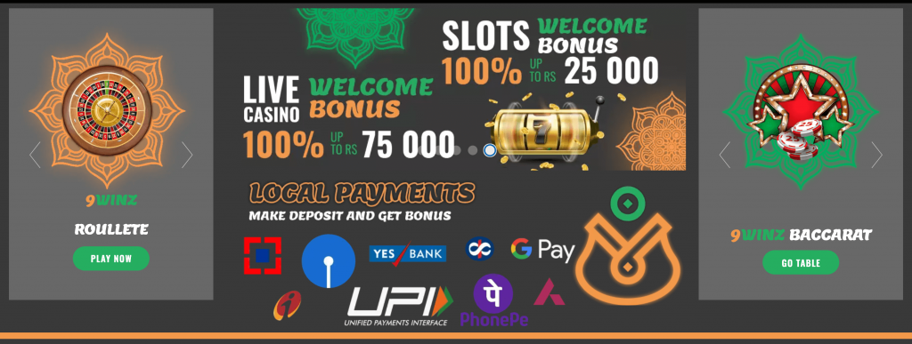 9winz Casino Welcome Bonus - Up To ₹75,000