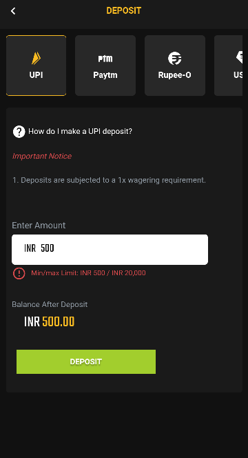 How to Deposit through UPI on JeetWin?