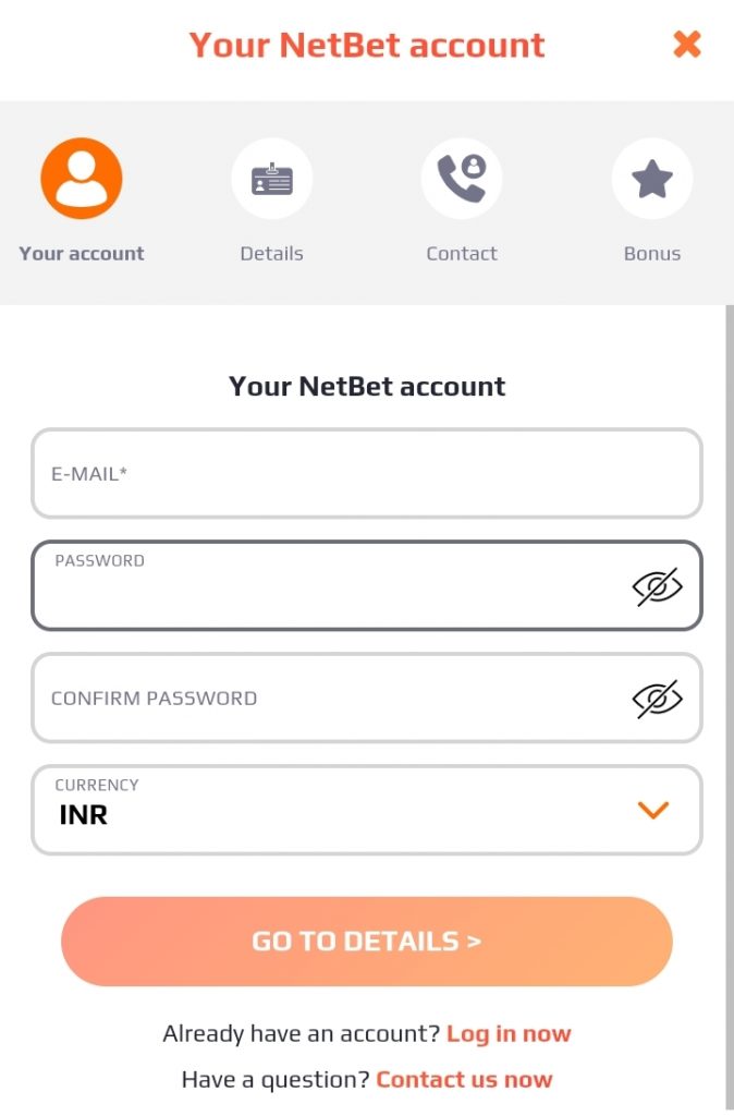 Signup and Login NetBet