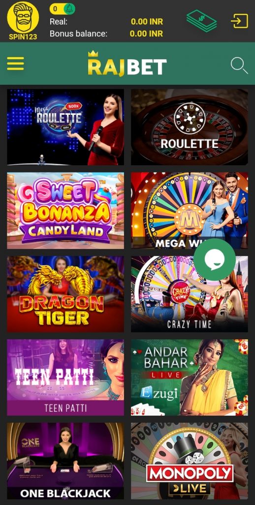 Rajbet Casino Games like Roulette, Andar Bahar, Teen Patti etc.