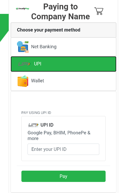 UPI Payment method on Pure win