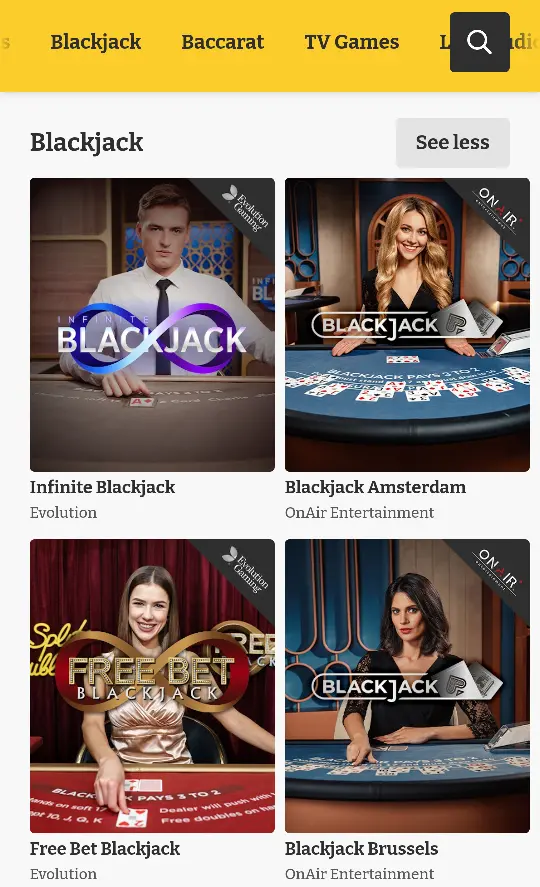 Blackjack on Lucky Spins