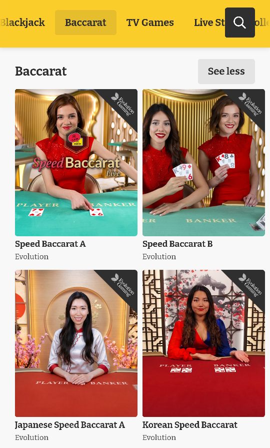 Baccarat on Lucky Spins