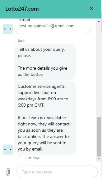Customer Support at Lotto247