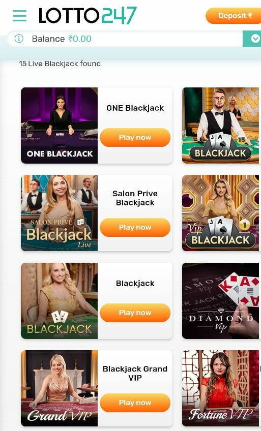 Blackjack Games at Lotto247