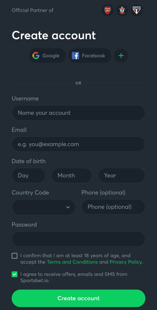 Sportsbet.io Login and Signup