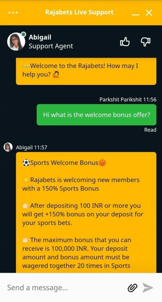 Rajabets Customer Support