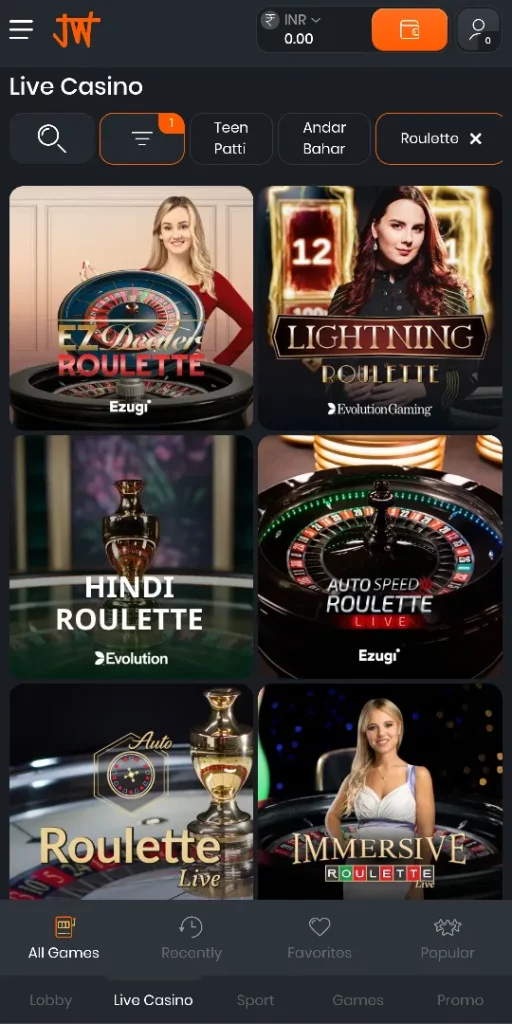 Roulette Games At Jungliwin Casino