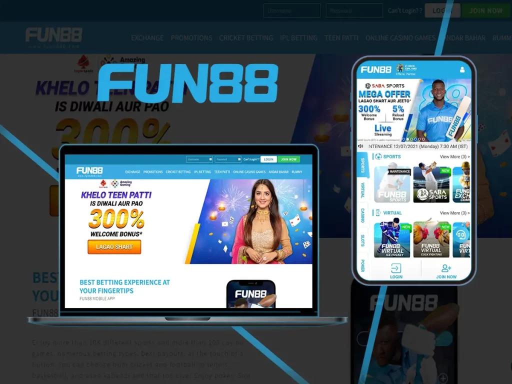 Screenshot of Fun88 app and website