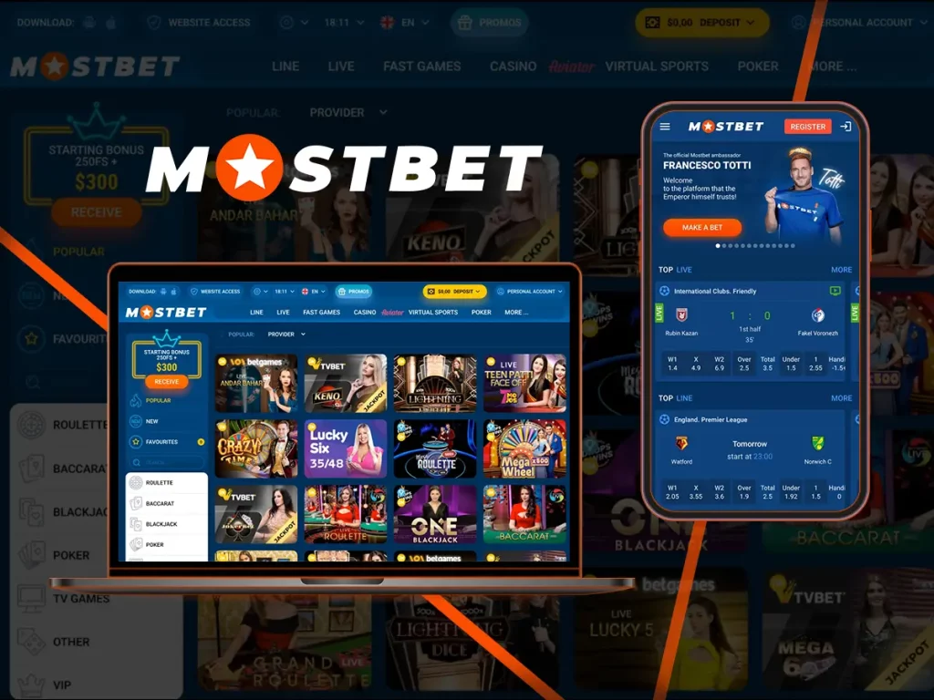 Screenshot of Mostbet App and website