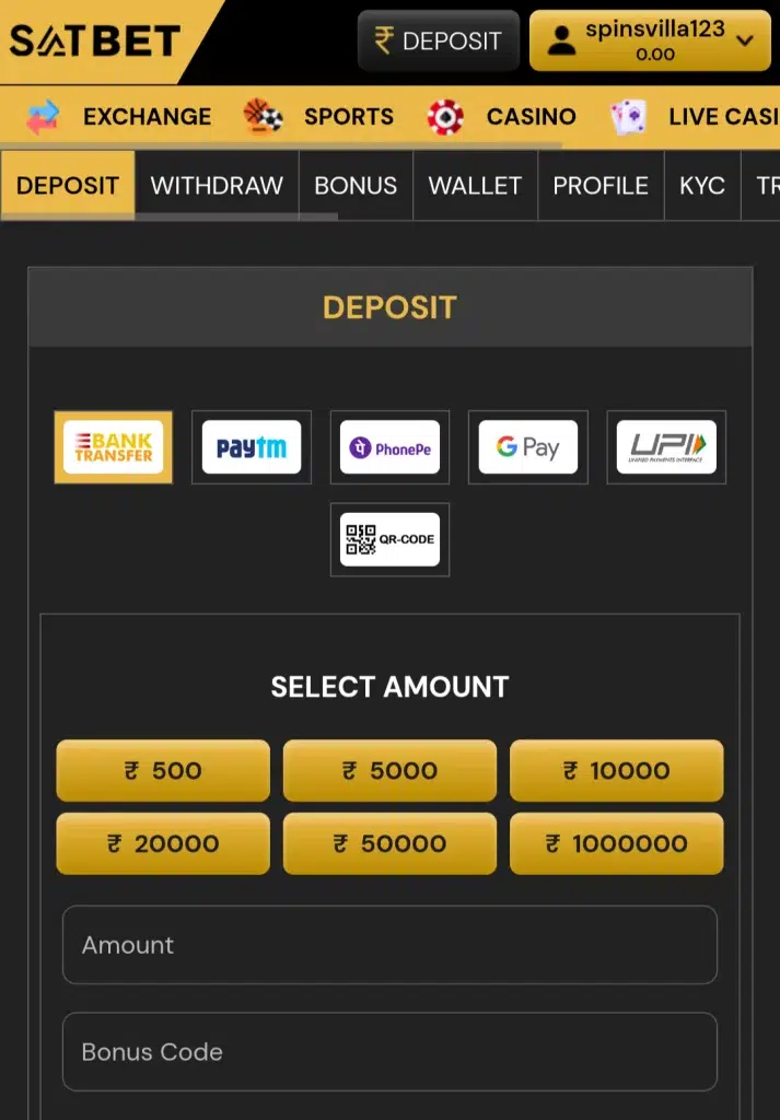 How to Deposit at Satbet?