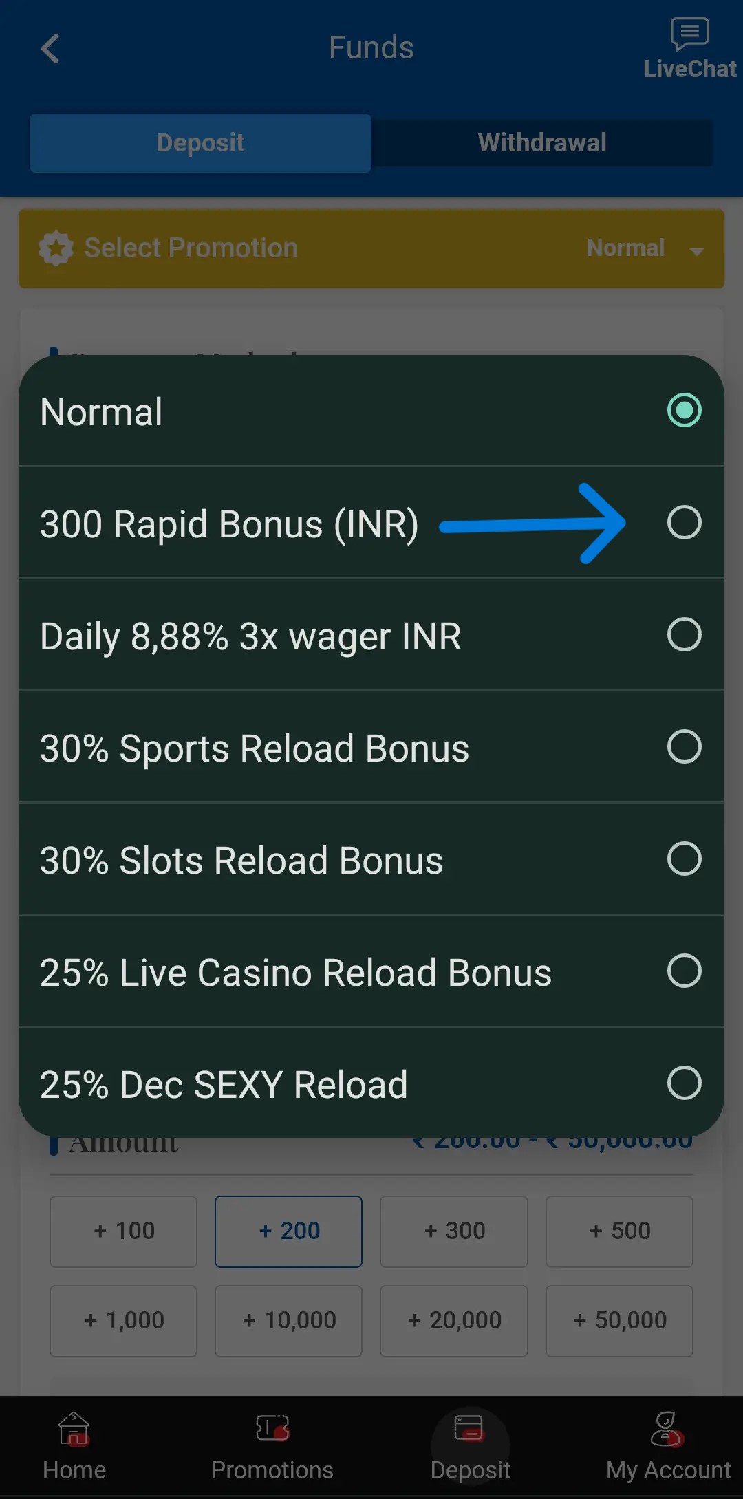 Screenshot of Bonus at Crickex