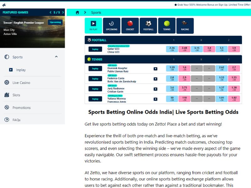 Sports Betting at Zetto