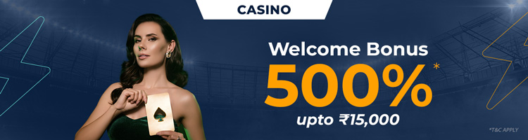 500% Casino Welcome Bonus Up To INR 15,000