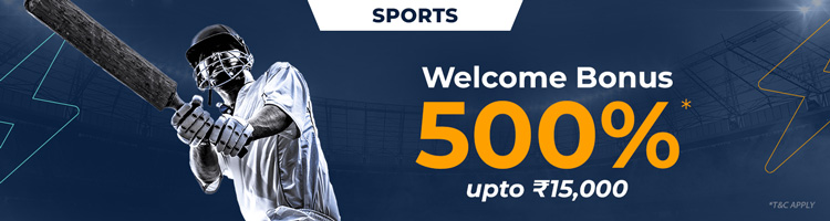 500% Sports Welcome Bonus  Up To INR 15,000