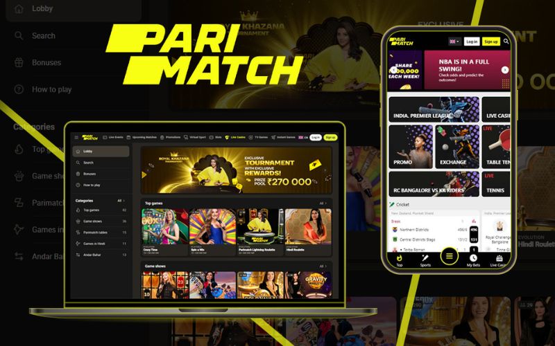 Parimatch homepage menu
